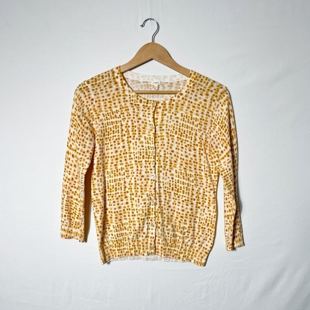 Jcrew 3/4 sleeve Sz. S pink and orange modern abstract patterned cardigan